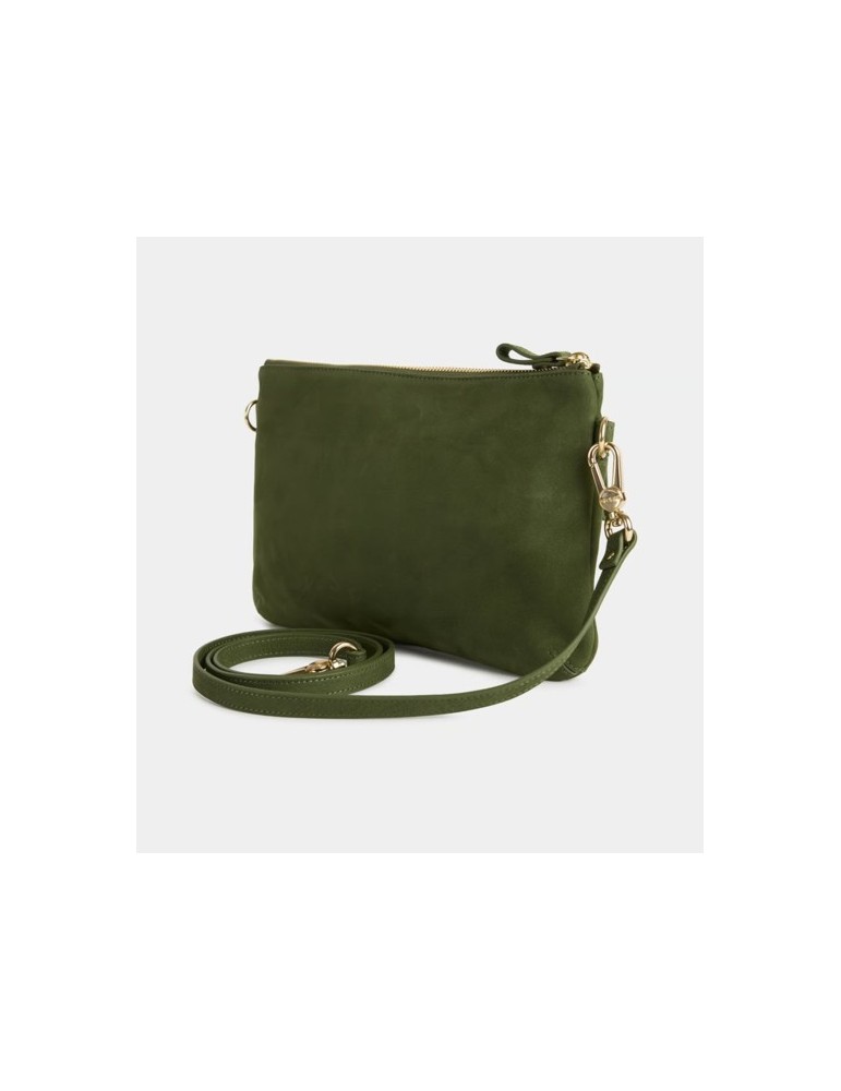 SAC VICKY POCHETTE ZIPPEE EN CUIR VERT OLIVIER - NAT & NIN