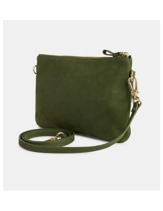 SAC VICKY POCHETTE ZIPPEE EN CUIR VERT OLIVIER - NAT & NIN