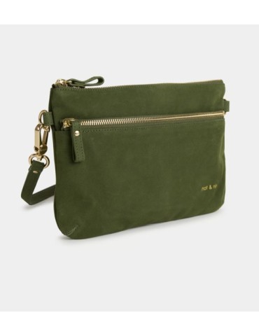 SAC VICKY POCHETTE ZIPPEE EN CUIR VERT OLIVIER - NAT & NIN
