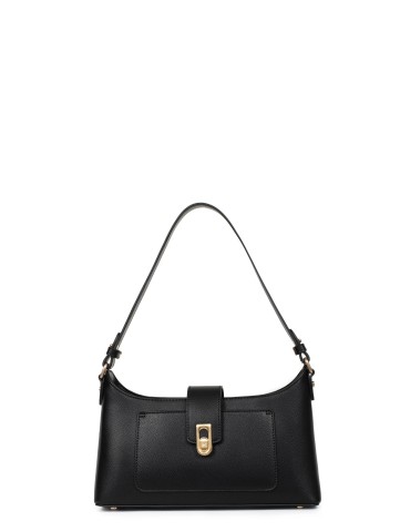 SAC PORTE EPAULE EN SIMILICUIR NOIR - HEXAGONA