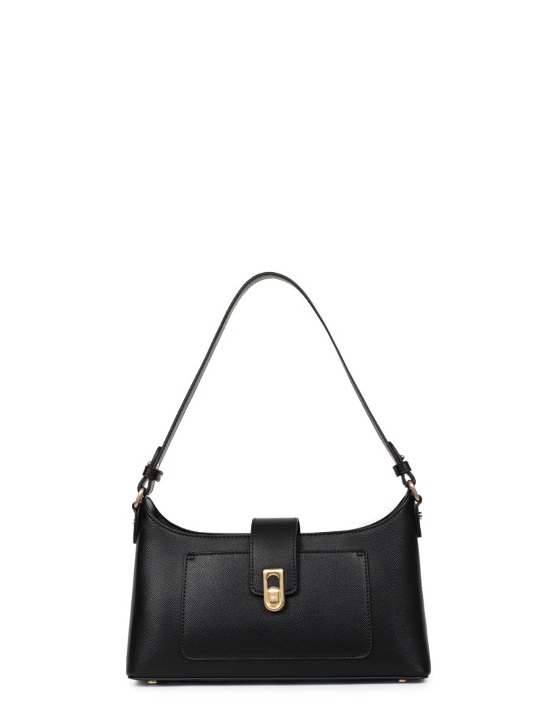 SAC PORTE EPAULE EN SIMILICUIR NOIR - HEXAGONA