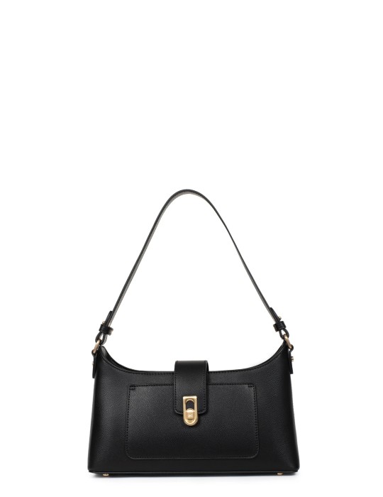 SAC PORTE EPAULE EN SIMILICUIR NOIR - HEXAGONA