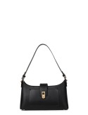 SAC PORTE EPAULE EN SIMILICUIR NOIR - HEXAGONA