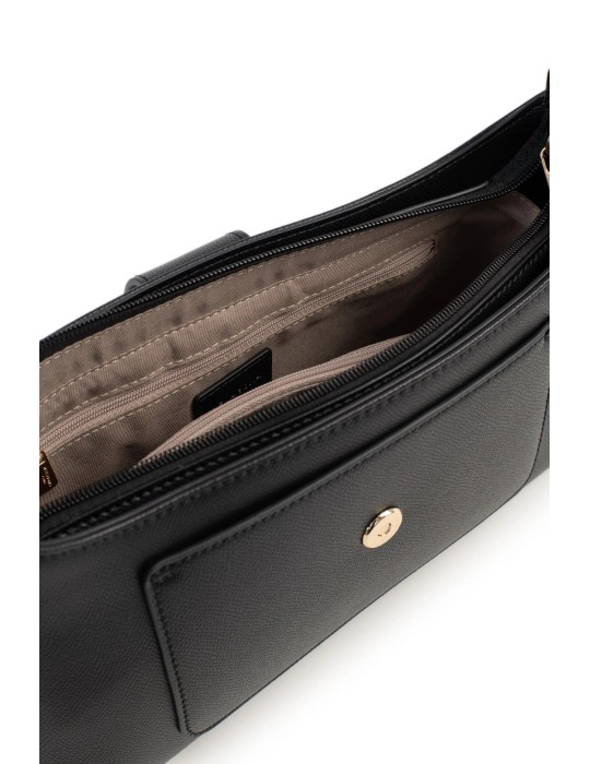 SAC PORTE EPAULE EN SIMILICUIR NOIR - HEXAGONA