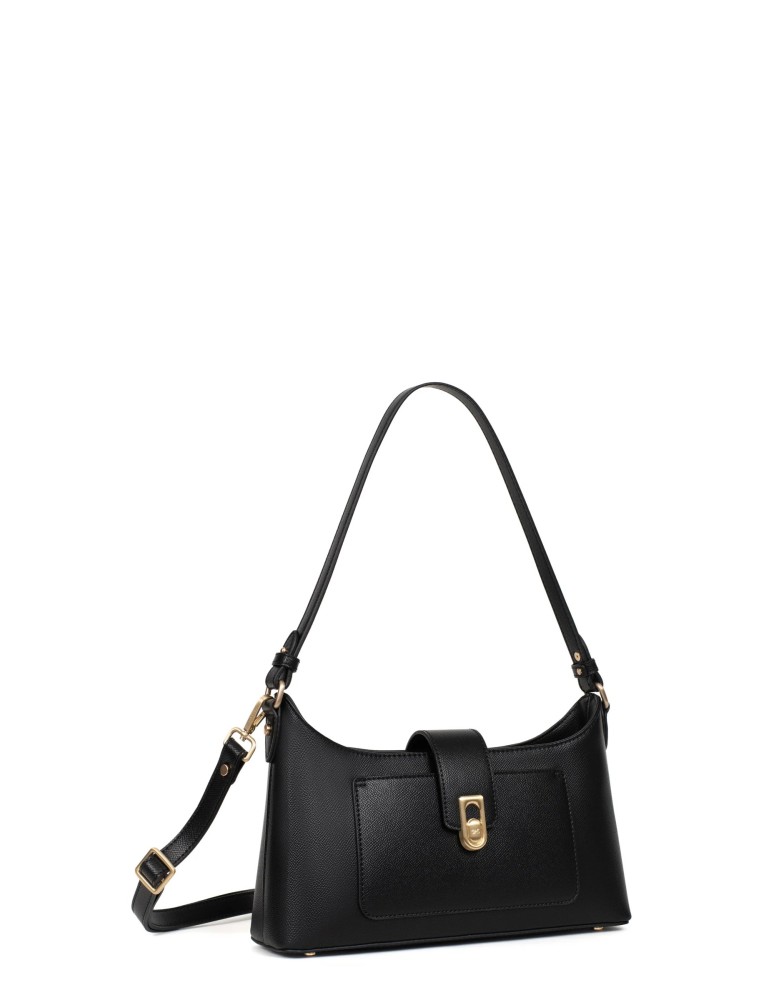 SAC PORTE EPAULE EN SIMILICUIR NOIR - HEXAGONA