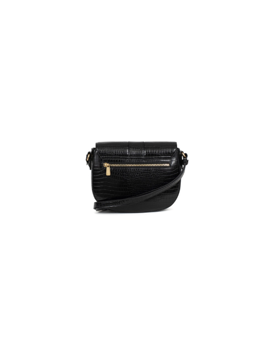 SAC PORTE TRAVERS EN CROCO SIMILICUIR NOIR - HEXAGONA