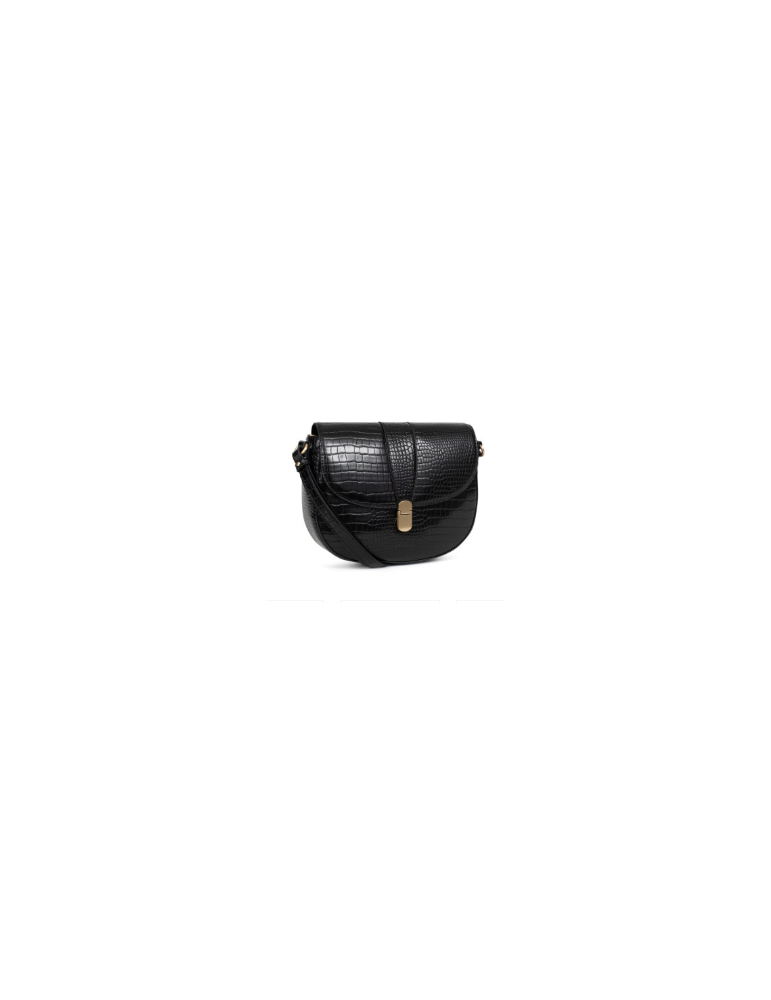 SAC PORTE TRAVERS EN CROCO SIMILICUIR NOIR - HEXAGONA