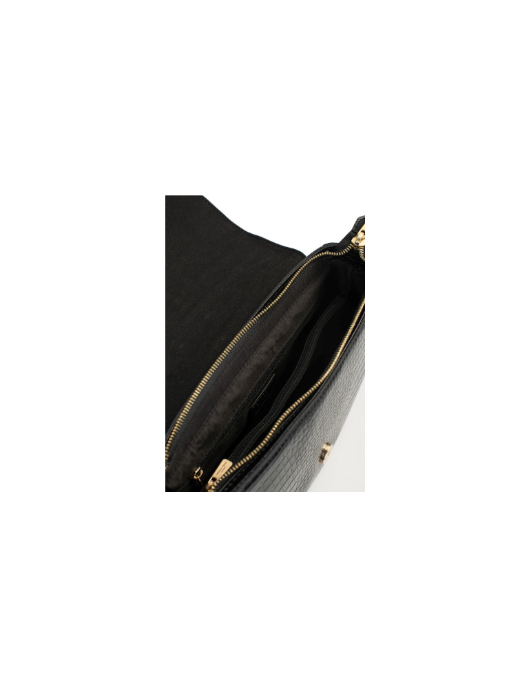 SAC PORTE TRAVERS EN CROCO SIMILICUIR NOIR - HEXAGONA
