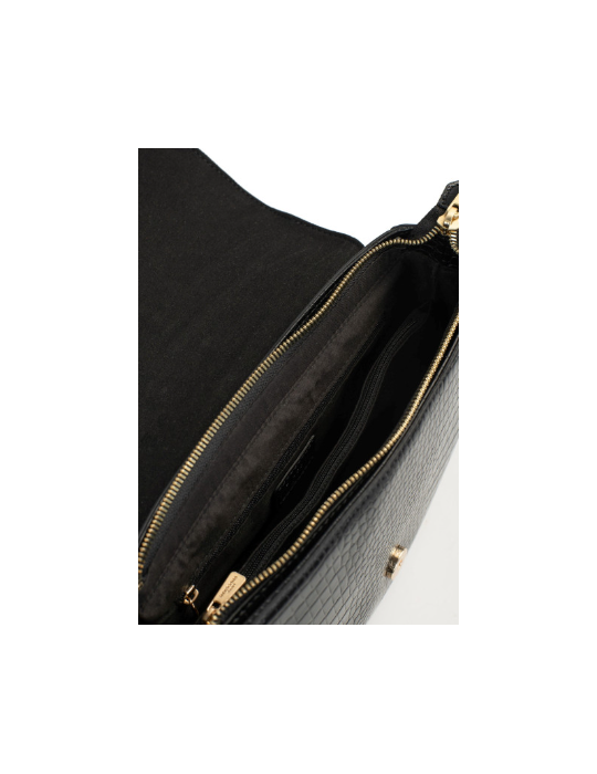 SAC PORTE TRAVERS EN CROCO SIMILICUIR NOIR - HEXAGONA
