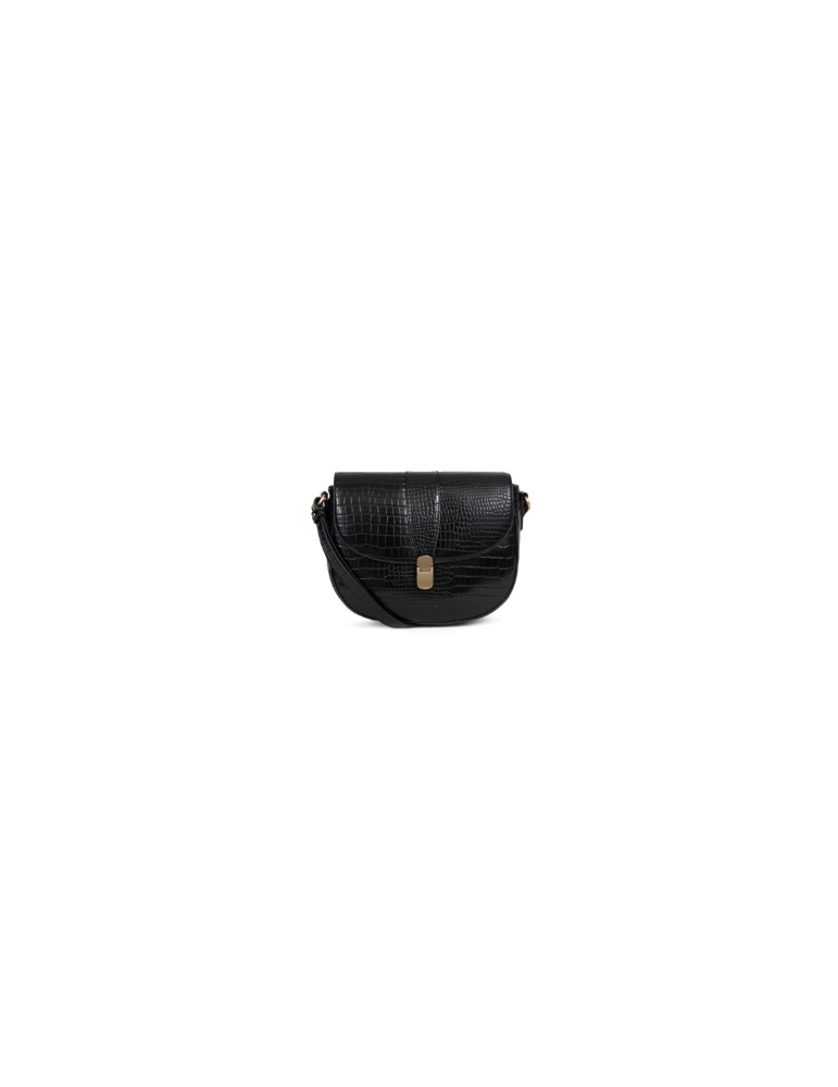 SAC PORTE TRAVERS EN CROCO SIMILICUIR NOIR - HEXAGONA