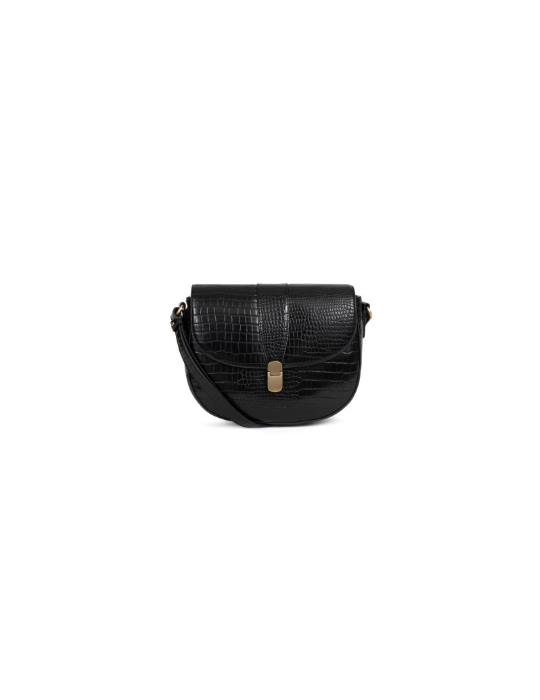 SAC PORTE TRAVERS EN CROCO SIMILICUIR NOIR - HEXAGONA