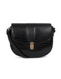 SAC PORTE TRAVERS EN CROCO SIMILICUIR NOIR - HEXAGONA