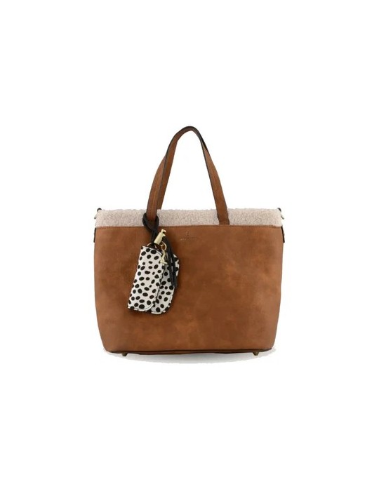SAC A MAIN SHOPPING EN SYNTHETIQUE CAMEL - MIA & JOY