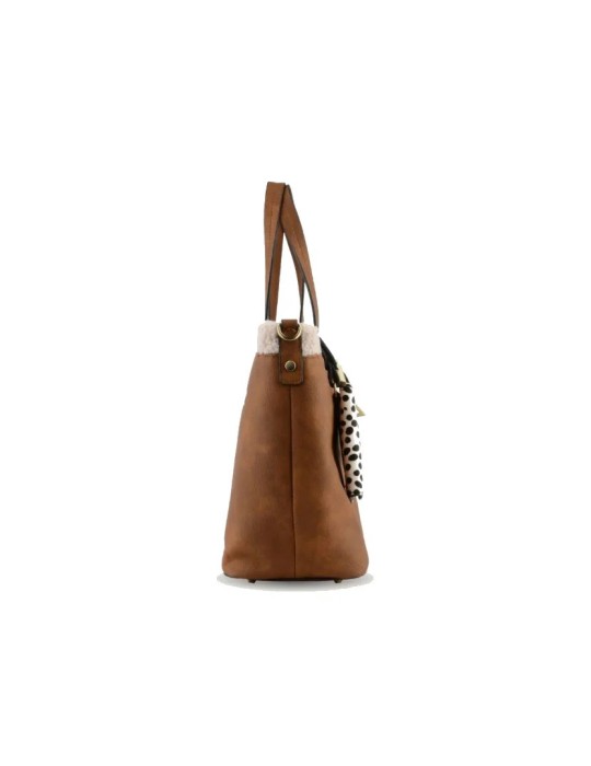 SAC A MAIN SHOPPING EN SYNTHETIQUE CAMEL - MIA & JOY