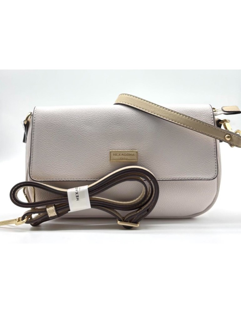 SAC PORTE EPAULE ET BANDOULIERE IVOIRE/NUDE - HEXAGONA