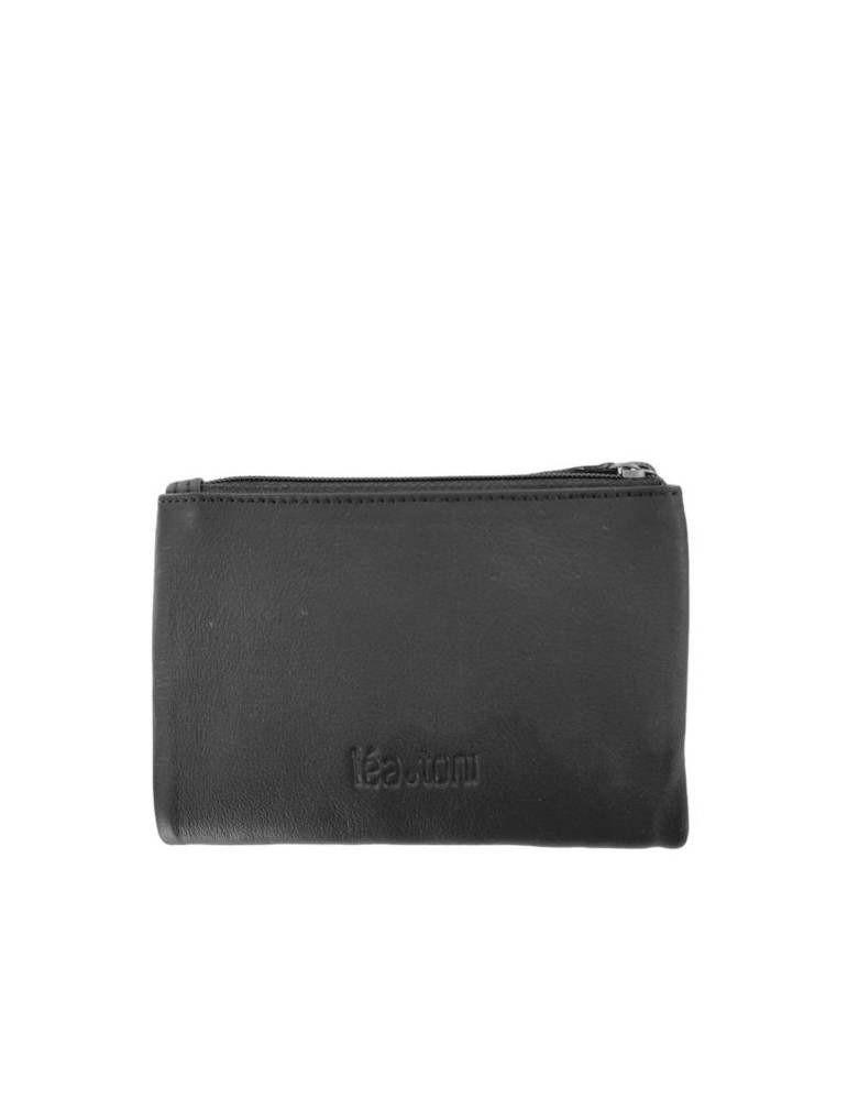 PORTEFEUILLE ZOE EN CUIR NOIR  - LEA TONI