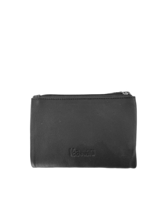 PORTEFEUILLE ZOE EN CUIR NOIR  - LEA TONI