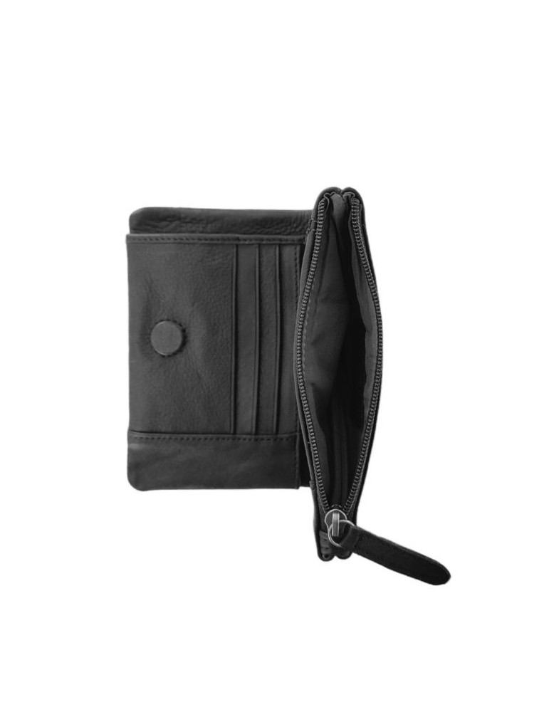 PORTEFEUILLE ZOE EN CUIR NOIR  - LEA TONI