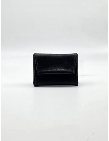 PORTE MONNAIE PLIE EN CUIR NOIR - LES ATELIERS FOURES
