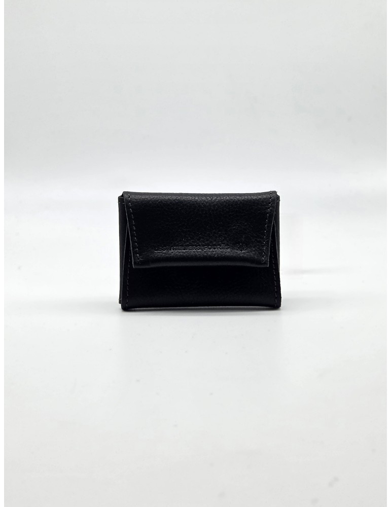 PORTE MONNAIE PLIE EN CUIR NOIR - LES ATELIERS FOURES