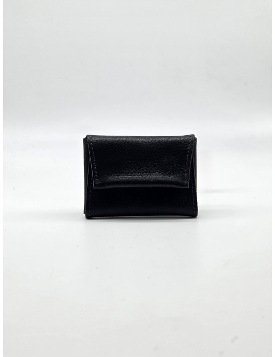 PORTE MONNAIE PLIE EN CUIR NOIR - LES ATELIERS FOURES