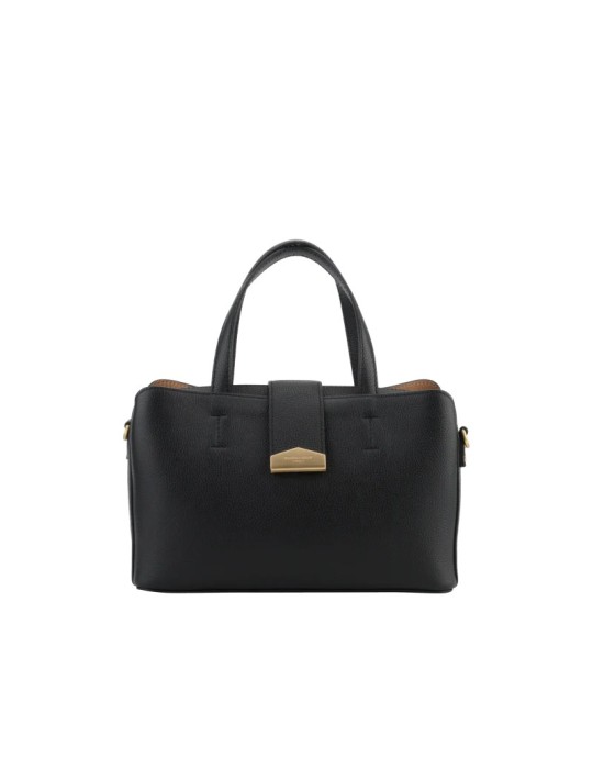 SAC A MAIN MEDIUM EN CUIR NOIR - POURCHET