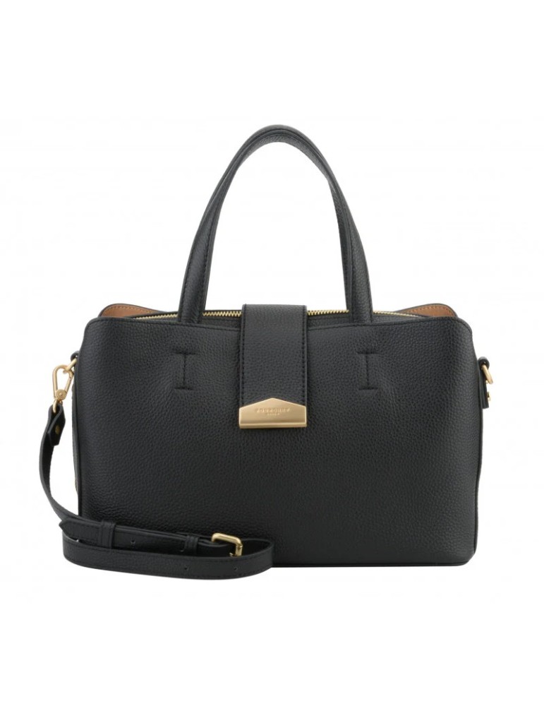 SAC A MAIN MEDIUM EN CUIR NOIR - POURCHET