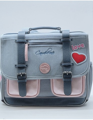 CARTABLE 38 CM JEANS LOVE / 2 COMPARTIMENTS - CAMELEON
