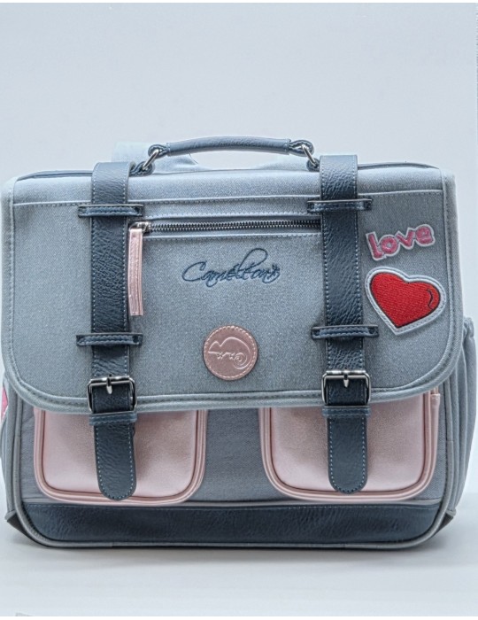 CARTABLE 38 CM JEANS LOVE / 2 COMPARTIMENTS - CAMELEON