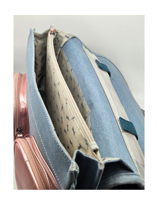 CARTABLE 38 CM JEANS LOVE / 2 COMPARTIMENTS - CAMELEON