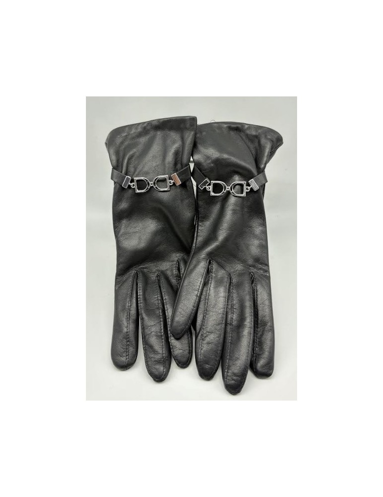 GANTS NOIR BIJOUTERIE PAPILLON T.6.5 - GLOVE STORY