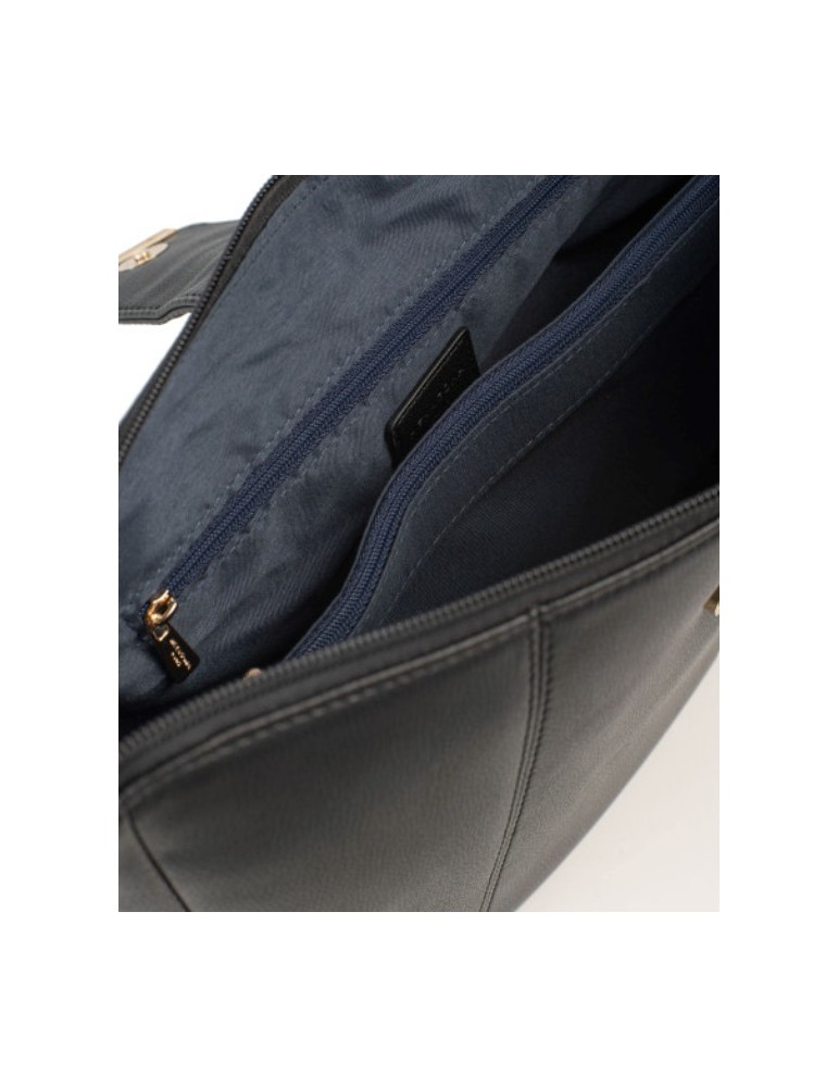 SAC PORTE TRAVERS EN SIMILICUIR NOIR - HEXAGONA