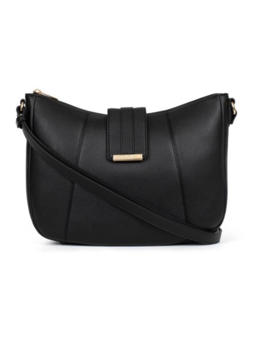 SAC PORTE TRAVERS EN SIMILICUIR NOIR - HEXAGONA