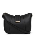 SAC PORTE TRAVERS EN SIMILICUIR NOIR - HEXAGONA
