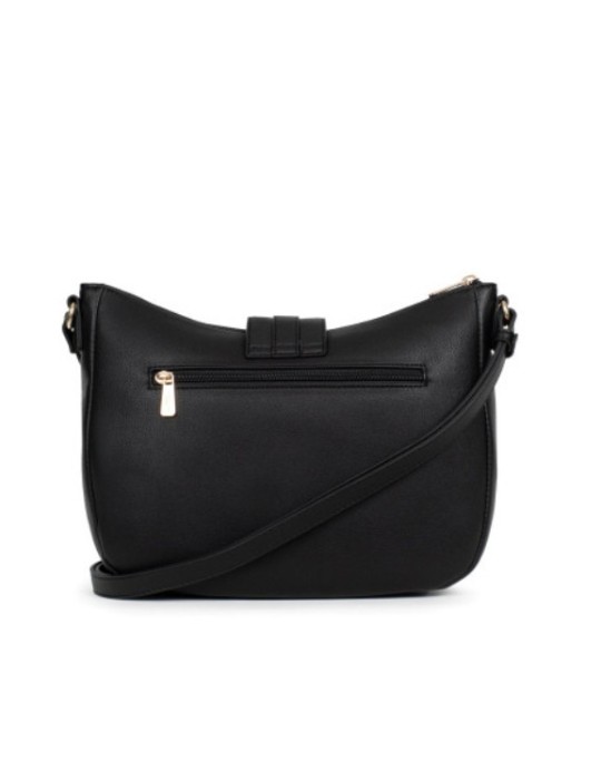 SAC PORTE TRAVERS EN SIMILICUIR NOIR - HEXAGONA