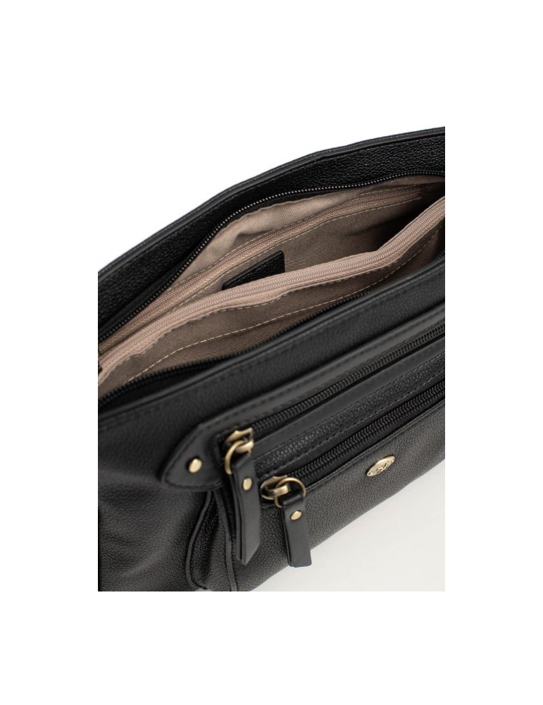 SAC PORTE TRAVERS EN SIMILICUIR NOIR - HEXAGONA