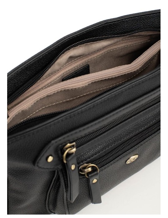 SAC PORTE TRAVERS EN SIMILICUIR NOIR - HEXAGONA