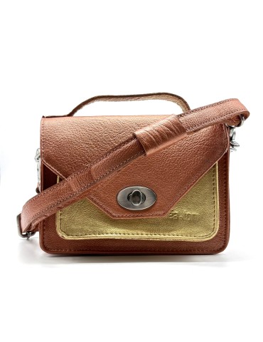 SAC BANDOULIERE  HELENIE TERRACOTTA DORE EN CUIR - LEA TONI 2