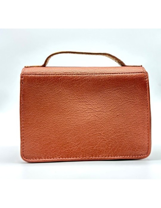 SAC BANDOULIERE  HELENIE TERRACOTTA DORE EN CUIR - LEA TONI