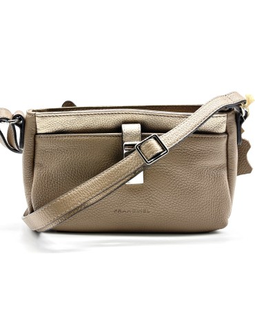SAC BANDOULIERE EN CUIR BICOLORE MASTIC - FRANCINEL