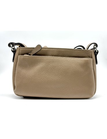 SAC BANDOULIERE EN CUIR BICOLORE MASTIC - FRANCINEL 2