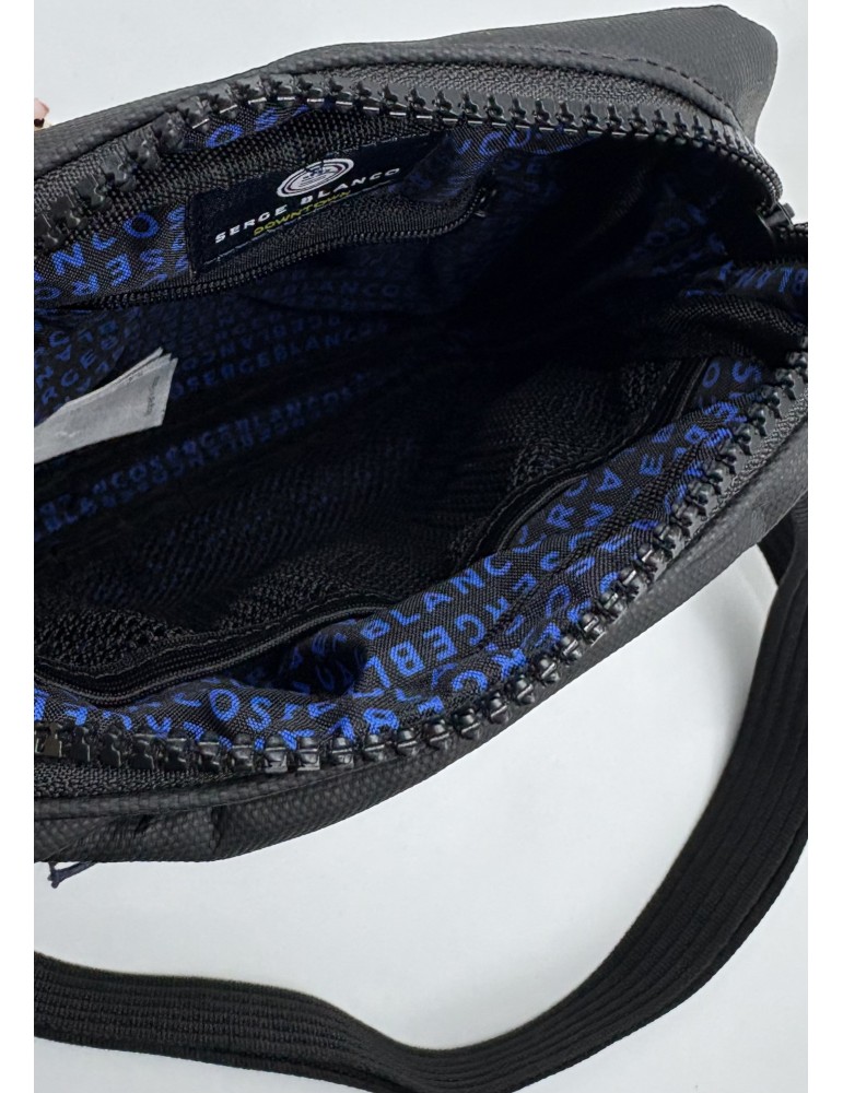 SACOCHE HOMME NOIR EN TOILE ENDUITE - SERGE BLANCO