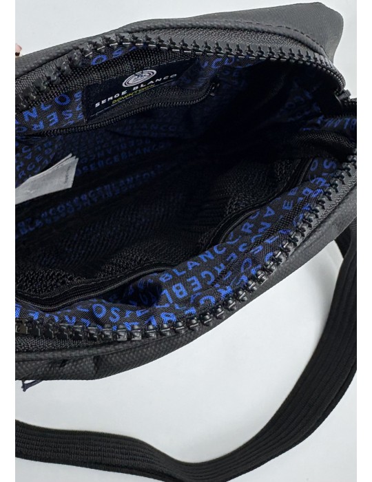 SACOCHE HOMME NOIR EN TOILE ENDUITE - SERGE BLANCO