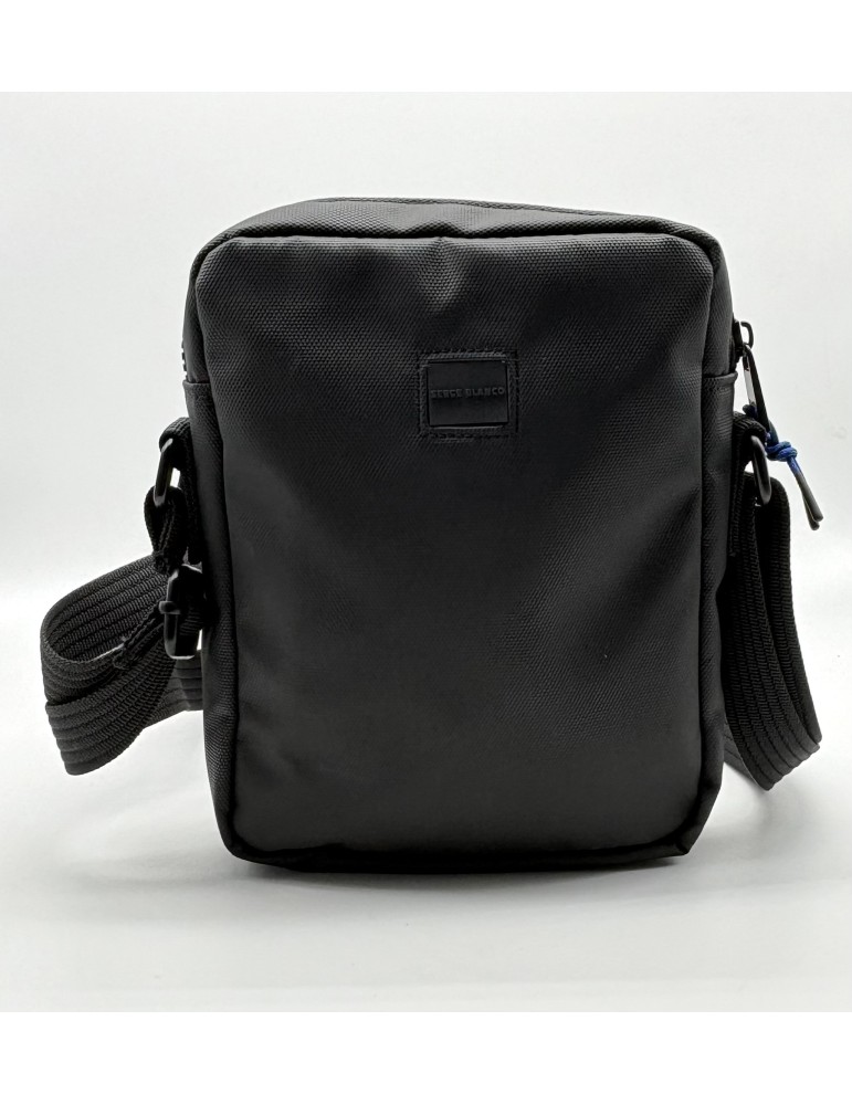 SACOCHE HOMME NOIR EN TOILE ENDUITE - SERGE BLANCO
