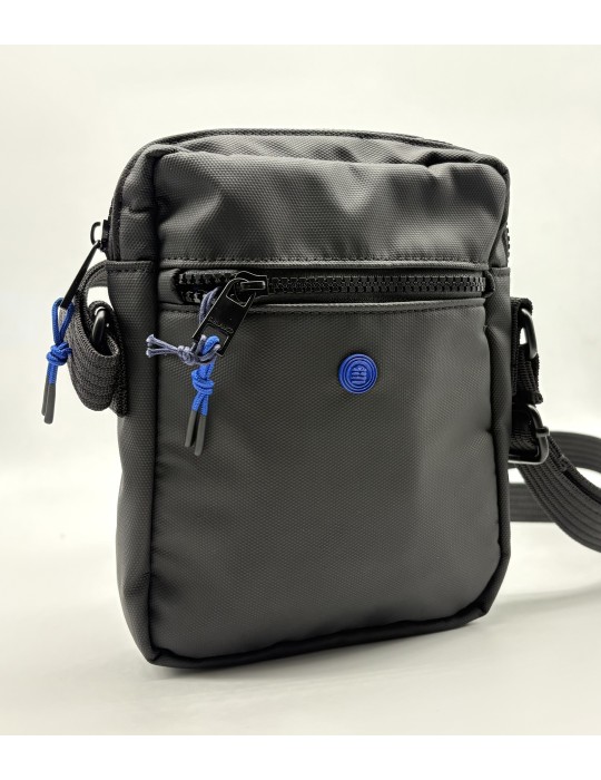 SACOCHE HOMME NOIR EN TOILE ENDUITE - SERGE BLANCO