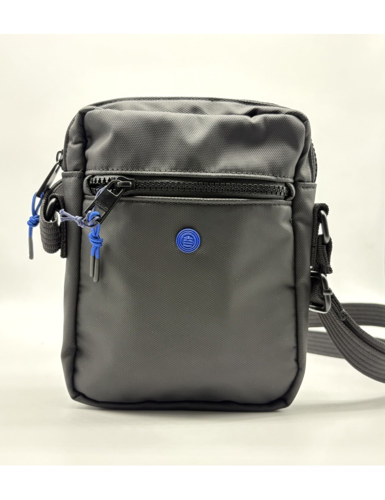 SACOCHE HOMME NOIR EN TOILE ENDUITE - SERGE BLANCO