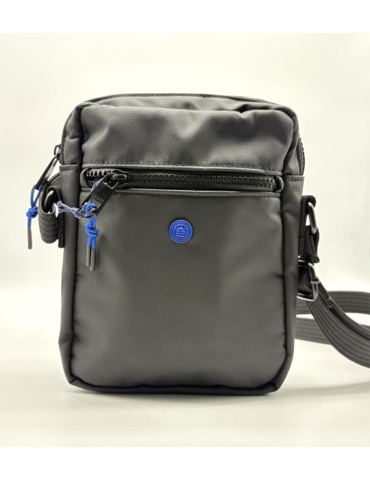 SACOCHE HOMME NOIR EN TOILE ENDUITE - SERGE BLANCO