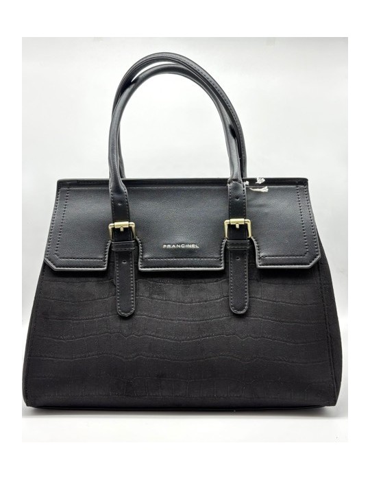 GRAND SAC PORTE MAIN EN SIMILICUIR NOIR - FRANCINEL