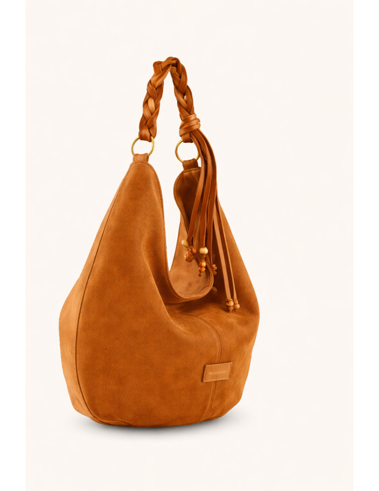 SAC PORTE EPAULE CROUTE DE CUIR CAMEL - MIA & JOY