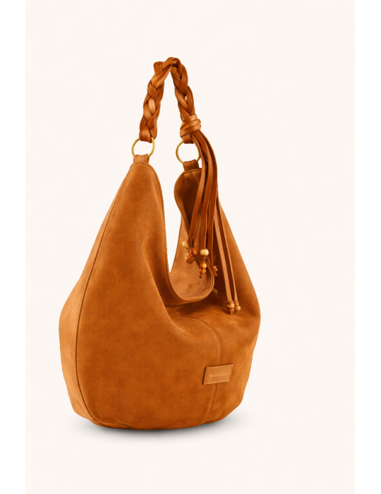 SAC PORTE EPAULE CROUTE DE CUIR CAMEL - MIA & JOY